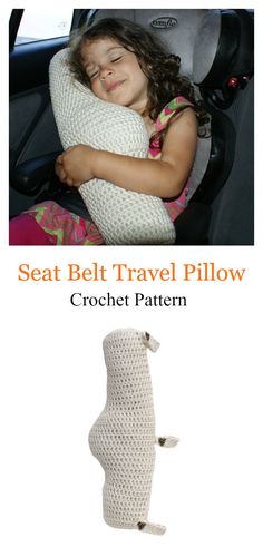 Seat Belt Travel Pillow Crochet Pattern #crochetpattern #pillows Car Crochet Projects, Neck Pillow Pattern, Crocheted Pillows, Crochet Travel, Pillow Crochet Pattern, Crochet Whale, Travel Neck Pillow, Pillow Patterns, Pillow Crochet