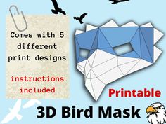 an origami bird mask with the words printable and instructions to make it