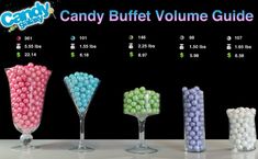 the candy buffet is filled with different types of candies