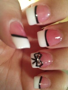 Super cute White Tip Nail Designs, 2000s Nails, White Tip Nails, Nail Tip Designs, Fake Nails Designs, Really Cute Nails, Tip Nails, Pink Acrylic, Pink Acrylic Nails