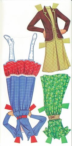 an image of paper dolls with clothes on them