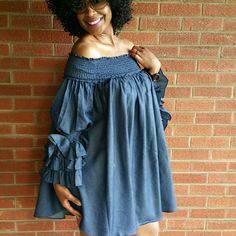 Denim Prairie Dress With Puffy Sleeves Elegant Mini Denim Dress For Spring, Chic Denim Party Dress, Spring Denim Party Dress, Spring Party Denim Dress, Chic Denim Dress For Party, Chic Party Denim Dress, Summer Denim Blue Dresses For Night Out, Spring Party Stretch Denim Dress, Denim Blue Dress For Night Out In Spring