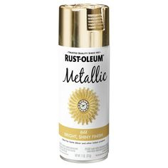 rust - oleum metallicic spray paint in bright shiny finish is gold and white