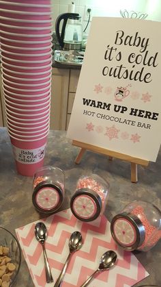 baby it's cold outside and warm up here hot chocolate bar with spoons