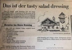 Restaurant Salad Dressing Recipes, Frankenmuth Recipes, Delicious Salad Dressings, Creamy Salad Dressing, Salad Dressing Recipe, House Dressing, Copycat Restaurant Recipes