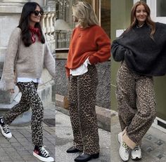 Printed Trousers Outfit, Print Jeans Outfit, Leopard Pants Outfit, Leopard Print Outfits, Animal Print Jeans, Leopard Outfits, Skirt Inspiration, Leopard Print Jeans, Animal Print Pants