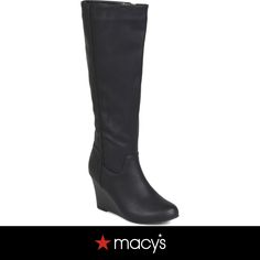 in stock Chic Wide Calf Knee-high Wedge Boots, Black Knee-high Wedge Boots For Fall, Black Knee-high Wedge Boots For Formal Occasions, Black Knee-high Platform Wedge Boots, Luxury Black Knee-high Wedge Boots, Knee High Wedge Boots, Grey Wedges, High Wedges, Comfortable Boots