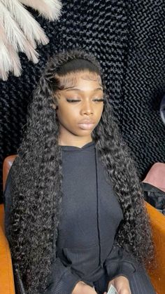 Frontal Wig Deep Wave Hairstyles, Wigs For Black Women Styles Curly, Deep Wave Wig Style Ideas, Deepwave Frontal Wig Styles With 2 Braids, Lace Front Wig Ideas For Black Women, Curly Hair Frontal Wig Styles, Deep Wave Wig Braid Hairstyles, Deep Wave Prom Hairstyles, Style Wet And Wavy Wig