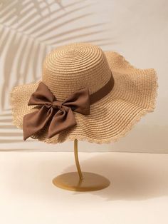 Free Returns ✓ Free Shipping On Orders $49+ ✓. Bow Decor Straw Hat- Hats at SHEIN. Crochet Straw Hat, Straw Hats Outfit, Paper Plain, Royal Ascot Hats, Hat Aesthetic, Fashionable Work Outfit, Ascot Hats, Kids Dress Patterns, Bow Decor