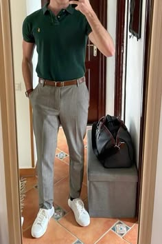 Old money vibe outfit idea (green-gray) Outfit Old Money, Money Clothing, Money Clothes, Old Money Outfits, Polo Shirt Outfits, Mens Smart Casual Outfits, Mens Business Casual Outfits, Polo Outfit, Herren Style