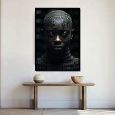 Transform your space with the mesmerizing Futuristic Maze Face Canvas. This striking portrait features a unique maze pattern on the face, symbolizing complexity and intelligence. The deep black tones and intricate design create a powerful and captivating artwork that stands out in any room. 🌀🖤 Printed on high-quality canvas, this piece offers exceptional durability and vibrant color reproduction. The high-definition printing process captures every fine detail, making the artwork come to life. Maze Pattern, Pattern Wall Art, Black Tones, Wall Art Unique, Portrait Canvas, Ethnic Art, Black Art Pictures, Pattern Wall, Unique Canvas