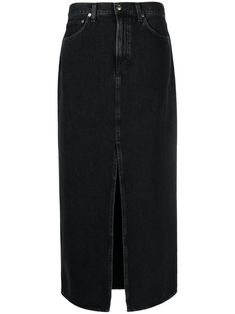 Black Denim Skirts, Black Skirt Denim, Denim Skirt Black, Long Black Denim Skirt, Black Denim Midi Skirt, Black Jean Skirt, Denim Belt, Black Denim Skirt, Wardrobe Edit