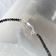 Ross-Simons - 25.00ct t. w. Black Diamond Bead Necklace, 14kt White Gold. 16". An RS exclusive. Bold, dramatic and elegant - black is the diamond's hottest new shade and this necklace shines! 25.00 ct. t. w. of 2-3mm black diamonds smolder here in the form of faceted beads. Fastens with a 14kt white gold lobster clasp. Black diamond bead necklace. Diamond birthstones are the perfect gift for April birthdays. Diamond Earring Jackets, Sparkly Necklace, Cluster Bracelets, Diamond Birthstone, Necklace Diamond, Black Diamond Ring, Bezel Set Diamond, Black Diamonds, Station Necklace