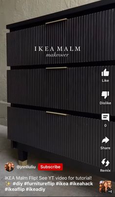 the ikea miami logo is displayed on this black dresser