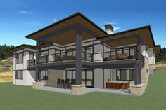 this is an artist's rendering of a two story house with balconies