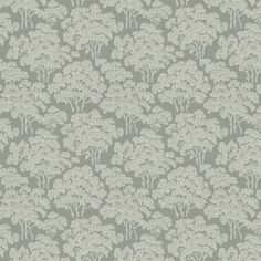 a gray and white wallpaper with trees on it