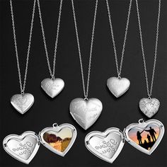 Carved Design Love Necklace Personalized Heart-shaped Photo Frame Pendant Neckla Family Photo Gifts, Valentine Gifts Jewelry, Best Friend Necklace, Picture Necklace, Photo Locket Necklace, Heart Locket Necklace, Fashion Creative, Photo Necklace, Family Jewellery