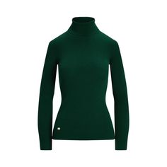 This stretch-cotton-blend sweater is detailed with an “LRL” logo at the right hem for signature style. Classic Stretch Tops With Ribbed Cuffs, Classic Stretch Sweater With Ribbed Neckline, Classic Ribbed Collar Tops For Fall, Classic Tops With Ribbed Collar For Fall, Classic Winter Knit Top With Ribbed Neckline, Ribbed Green Sweater For Work, Green Ribbed Sweater For Work, Stretch Sweater With Ribbed Collar For Work, Classic Stretch Sweater For Work