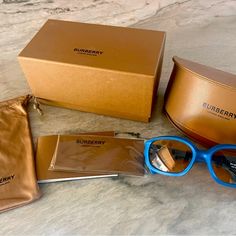 Brand New Burberry Milton Blue Sunglasses With Original Packaging Box Case And Included Cloth And Pamphlet Burberry Accessories, Blue Sunglasses, Burberry Sunglasses, Burberry London, Colored Sunglasses, Sunglasses Accessories, Burberry, Women Accessories, Brand New