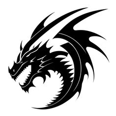 a black and white dragon tattoo design