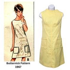 Vintage des TNO, milieu des années 60, ROBBIE RIVERS Pert Petites Mini robe jaune citron taille empire Mod taille 9 (moderne S/M) 50 % polyester synthétique Toile 50 % coton d'épaisseur moyenne Neuf avec étiquette ! On dirait qu'il vient juste de sortir du magasin ! L'étiquette est un papier cartonné épais et net. Consultez la diapositive 2 pour un historique des éléments de style de cette robe apparus au milieu des années 60. ?? La couleur est un jaune citron clair brillant. Mini Quart de trava 60s Dress Pattern, Light Lemon Yellow, Mod Mini Dress, Womens Vintage Dresses, 60s Dress, Mod Fashion, Mod Dress, Bright Light, Lemon Yellow