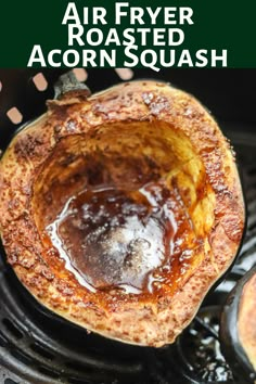 air fryer roasted acorn squash with text overlay