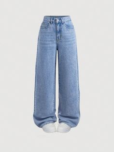 Cute Pants Jeans, Outfit For Jeans For Women, Loose Straight Leg Jeans Outfits, Cute Bottoms For Women, Over Sized Jeans, Shoes For Jeans, Wide Leg Jeans Women, Denim Jeans Outfit, Shein Women