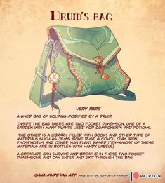 an advertisement for druid's bag