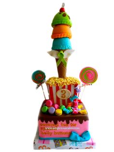 a birthday cake decorated with candy and candies