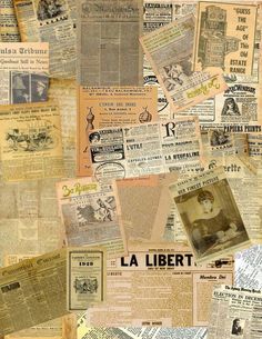 an old newspaper collage with the words la libert on it