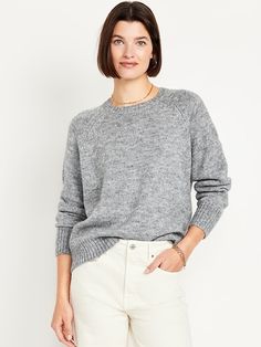 Cozy Crew-Neck Sweater | Old Navy Winter Sweaters For Women, Women's Cardigans, Textured Knit Sweater, Pajamas Gift, Soft Cardigan, Cardigan Sweaters For Women, Old Navy Women, Outerwear Sweater, Office Outfits