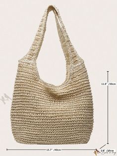 Bird in Bag - Classic Solid Color Straw Hollow Shoulder Bag: Multi-purpose Travel Storage Tote, Vintage Style Womens Large Capacity Bag for Casual Commuting, Shopping, and Beach, Fashionable Boho Design, Convenient Handbag Satchel for Vacation Large Summer Shoulder Bag For Daily Use, Packable Shoulder Bag, Lightweight Beige Rectangular Shoulder Bag, Trendy Lightweight Straw Bag For Daily Use, Trendy Lightweight Straw Bag, Large Everyday Bags For Summer, Lightweight Beige Tote Shoulder Bag, Beige Lightweight Tote Shoulder Bag, Eco-friendly Large Capacity Handheld Shoulder Bag