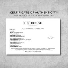 certificate of authenticity from ring deluxe