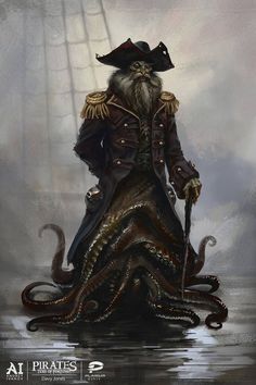 an octopus with a pirate outfit and hat