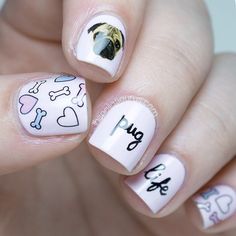 15 Hermosos diseños de uñas inspirados en tu perrito Natural Wedding Nails, Simple Wedding Nails, Uk Nails, Wedding Nail Art Design, Animal Nail Art, Animal Nails, Wedding Nails Design, Nail Art Wedding, The Pug