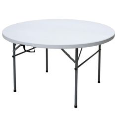 a white round table with black legs on a white background for use as a centerpiece