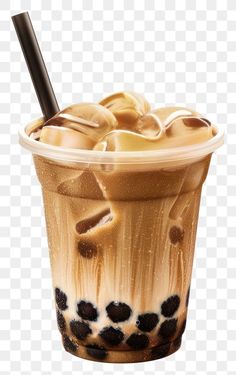 an iced coffee drink with ice cream and chocolate on top, transparent background png