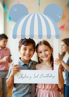 two young children holding up a sign with the words sobr's 3rd birthday