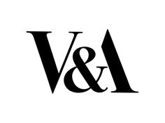 the logo for v and a is shown in black on a light blue background,