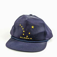 Alaska Flag Hat Blue  Snapback See photos for condition. All hats ship in a box. Vintage Blue Snapback Dad Hat, Vintage Blue Adjustable Hat Bands, Vintage Blue Adjustable Trucker Hat, Vintage Navy Hat With Flat Brim, Vintage Navy Cap Hats, Navy Vintage Cap Hat, Vintage Blue Adjustable Fitted Hat, Vintage Navy Hat With Curved Brim, Vintage Blue Snapback Fitted Hat