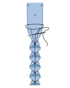 a tall blue object with spirals on it