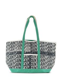 white/green/black cotton canvas open top two long top handles all-over logo print main compartment Chain Strap Bag, Oversized Tote Bag, Latest Bags, Office Bag, Oversized Tote, Canvas Pouch, Open Top, Print Tote, Black Tote Bag