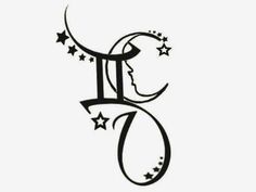 the letter f is decorated with stars and crescents in black ink on a white background