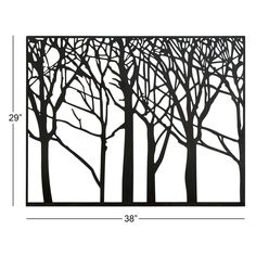 the silhouettes of trees against a white background