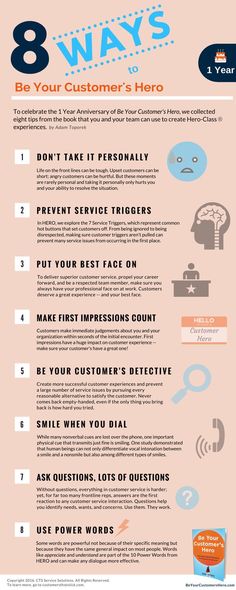 the 8 ways to be your customer's hero info sheet is shown in this image