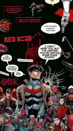 the cover to red hood and other comic characters