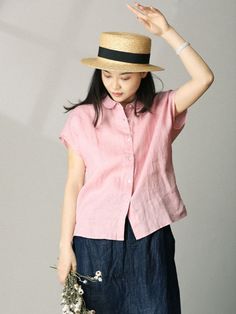 Styles: Casual Material: 100% Linen Clothing Length: Regular Sleeve Length: Short Sleeve Collar: Lapel Pattern: Solid Color Season: Summer #linen #shirt #blouse #pink Feminine Pink Shirt For Summer, Feminine Pink Summer Shirt, Pink Relaxed Fit Summer Shirt, Summer Short Sleeve Pink Shirt, Pink Short Sleeve Blouse For Summer, Casual Pink Blouse, Casual Pink Linen Blouse, Pink Relaxed Fit Blouse For Vacation, Casual Pink Blouse For Spring