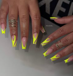 Casual Acrylic Nails, Acrylic Nails Ideas, Acrylic Nails Coffin Pink, Summer Acrylic Nails, Short Acrylic Nails Designs, Neon Nails, Yellow Nails, Coffin Nails Designs