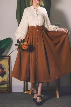 Vintage maxi skirt with belted waist is a timeless piece that exudes elegance and sophistication. The belted waist adds a touch of definition and style to this flowy and feminine skirt. Perfect for both casual outings and more formal events, this skirt is versatile and chic. 🍒 

SKU 4870 

#VintageFashion #MaxiSkirt #BeltedWaist #TimelessStyle #Xiaolizi Elegant Long Skirt Outfits, Dark Academia Outfit Long Skirt, Long Skirt And Top Casual, Formal Vintage Outfit, Long Red Skirt Outfit, Vintage Skirt Outfit, Vintage Outfits Aesthetic, Red Skirt Outfits, Vintage Long Skirt