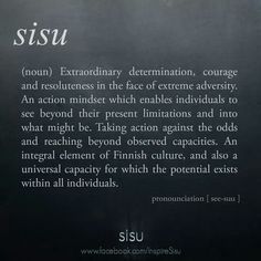 a blackboard with the words sisu written in white writing on it and an image of